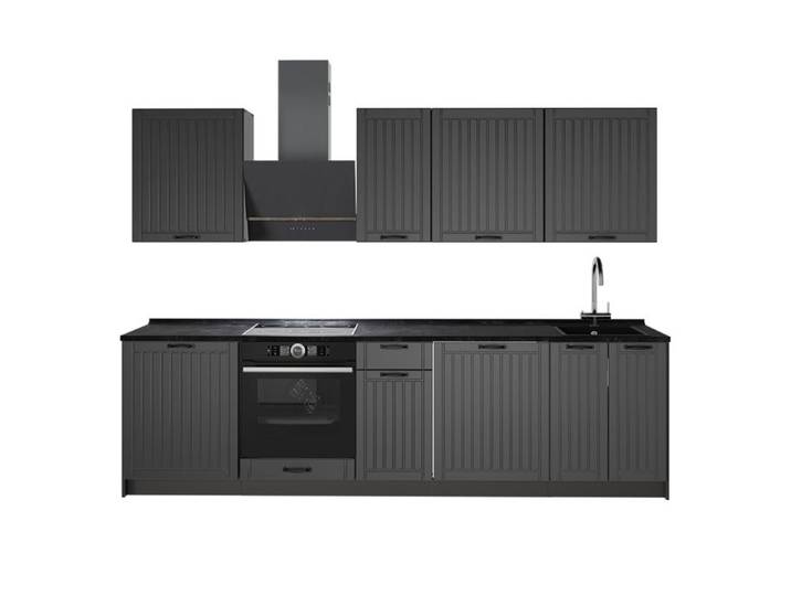 Cuisine Fame-Line 280cm sans PT Gris foncé/Anthracite Vicco 64156