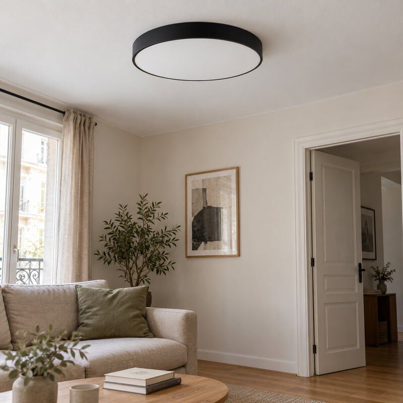 Optonica Plafonnier LED Noir 30W 40cm - Blanc Chaud 2300K - 3500K
