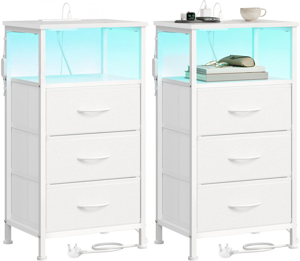 Brayden Studio 39.6 cm W Bedside Table White 75.9cm H X 39.6cm W X 30cm D