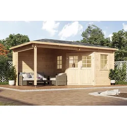 Wolff Finnhaus Gartenhaus Grete 5828 - 40 mm naturbelassen - Ohne Fußboden / Fundamenthölzer