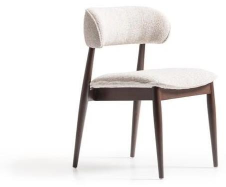 Elegante beige houten textiel stoel voor de eetkamer