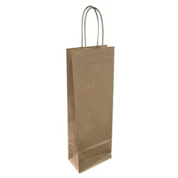 Pack4Food24 300 Flaschentragetaschen Geschenktüten für (Wein)Flaschen 14+8x39cm Papier braun gerippt 110g/m2