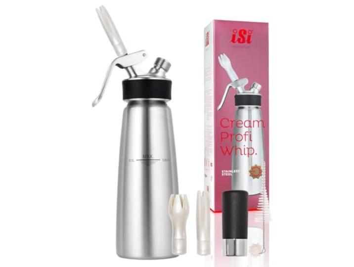 iSi 1630 Sahnespender 500ml Cream Profi Whip 0.5L, Aus hochwertigem Edelstahl rostfrei, Betrieb mit iSi sahnekapseln, Für Sahne & weitere kalte Anwendungen, Spülmaschinenfest
