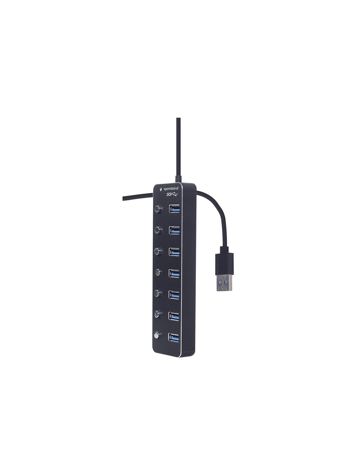 Gembird - hub - with switches black - 7 ports USB-Hubs - USB 3.2 - 7 - Schwarz