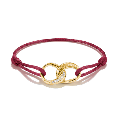 Armband THOMAS SABO "Together Textilarmband gelbgoldfarben" Gr. 24, rot (gelbgoldfarben, rot, kristallweiß, kristallweiß), Armbänder, Damen, 24, Metall Textil, Metall, Textil, Armband, mit Zirkonia (synth.)