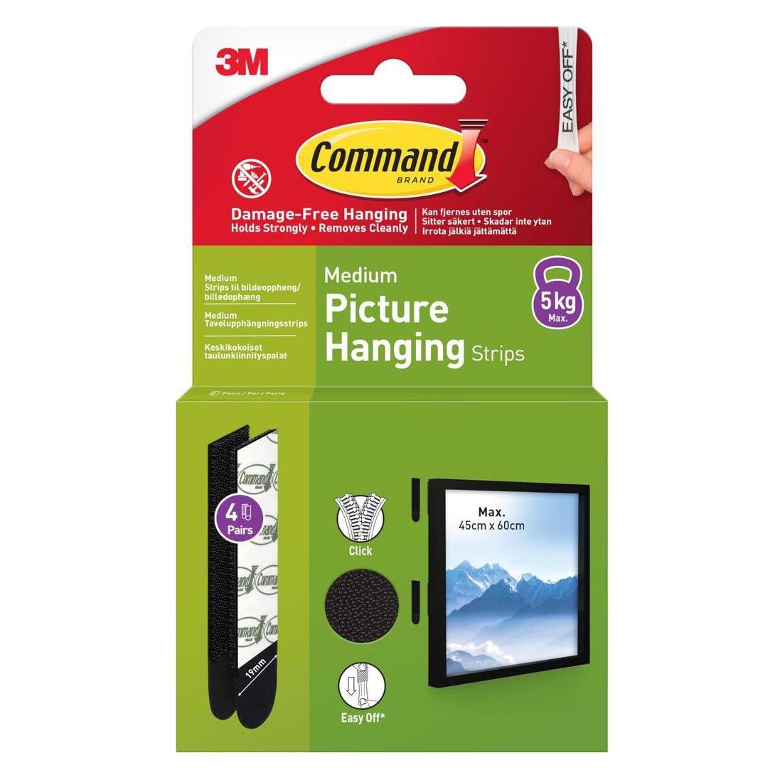 3M Command Strips Black Medium 4 Sets 17204BLK-4 (7100337170)