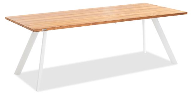 Gartentisch Noha 200x95 Tischplatte Teak recycelt Stativprofil Aluminium Ivory