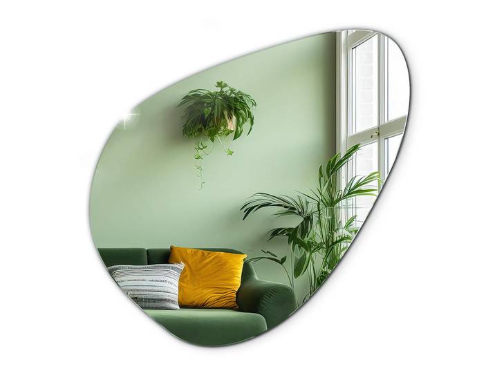 Tulup Spiegel 77 cm x 76 cm Organisch, Blaugrau, Glas, 77.3x76.6x0.4 cm, Spiegel, Wandspiegel