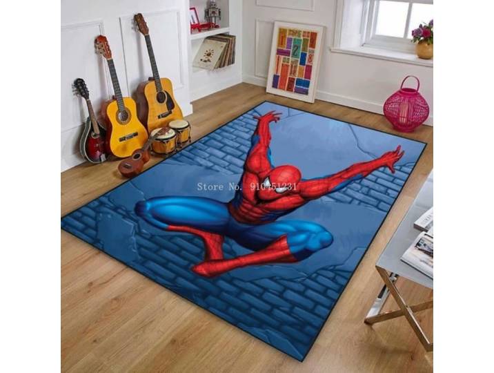 Tapis de sol antidérapant Spiderman - Marvel - NVY-4607 - Taille 120x180cm - Motifs variés - Style Moderne