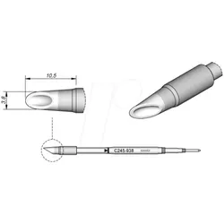 JBC C245938 - Lötspitze C245 Sondertypen, C245938/3,8 mm, Hohlkehle, abgeschrä