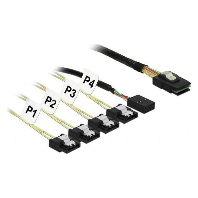 Delock Reverse SAS Kabel: 4xSATA - SFF8087 (100 cm, Mini-SAS, SATA) (83319)