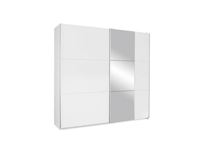 Schwebetürenschrank weiß Spiegel 218 cm - rauch - KRONACH