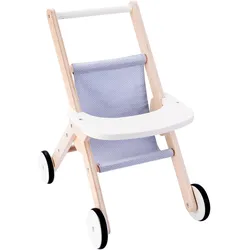 Engelhart Puppenwagen aus Holz - Grau/blau