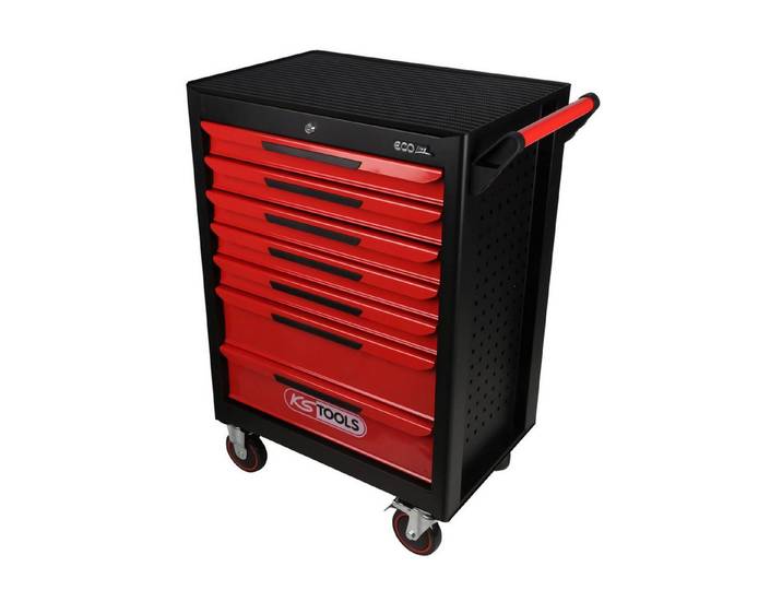 KS Tools Schubladeneinsatz KS TOOLS Ecoline schwarz/rot Werkstattwagen mit 7 Schubladen - 89...