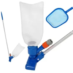 Relaxdays Pool Reinigungsset 3-teilig Blau,Orange,Silber