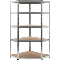 Helloshop26 - Robustes Aufbewahrungsregal für Werkstatt/Garage/Werkzeug silber 90 x 90 x 180 cm Stahl und MDF 02_0000704