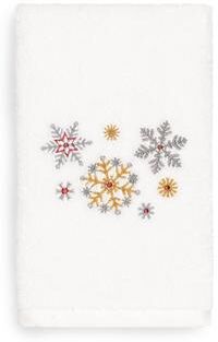 Authentic Hotel and Spa Turkish Cotton Snowflakes White Hand Towel
