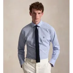 Polo Ralph Lauren für Herren. 710B22587001 Elastisches Popeline-Hemd mit blauen Karos (L), Lässig, Baumwolle, Langarm