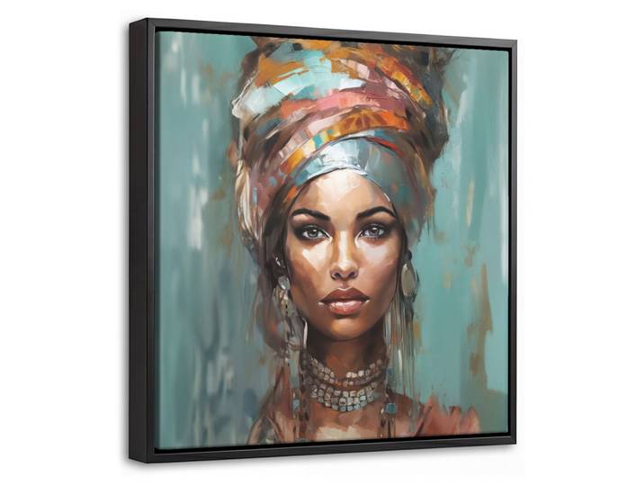 LEINWAND Bilder mit Rahmen - Frau - Kunst - Schmuck - Porträt - 20x20