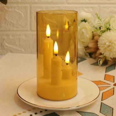 Uplift Essentials 3 in 1 Flameless LED Pillar & Taper Candles With Acrylic Lampshades gold
