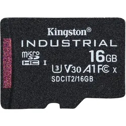 Kingston microSDHC Industrial (16 GB, microSDHC, U3, UHS-I), Speicherkarte, Schwarz