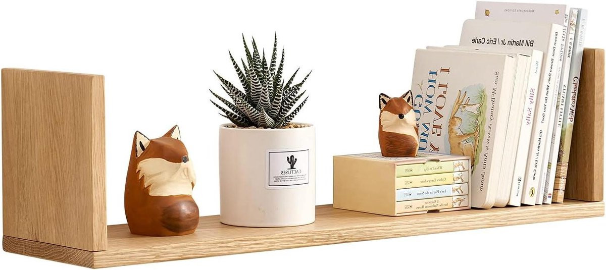 Massief Eiken Wandplank - Natuurlijke Houten Wandplank voor Decoratie - 80 cm