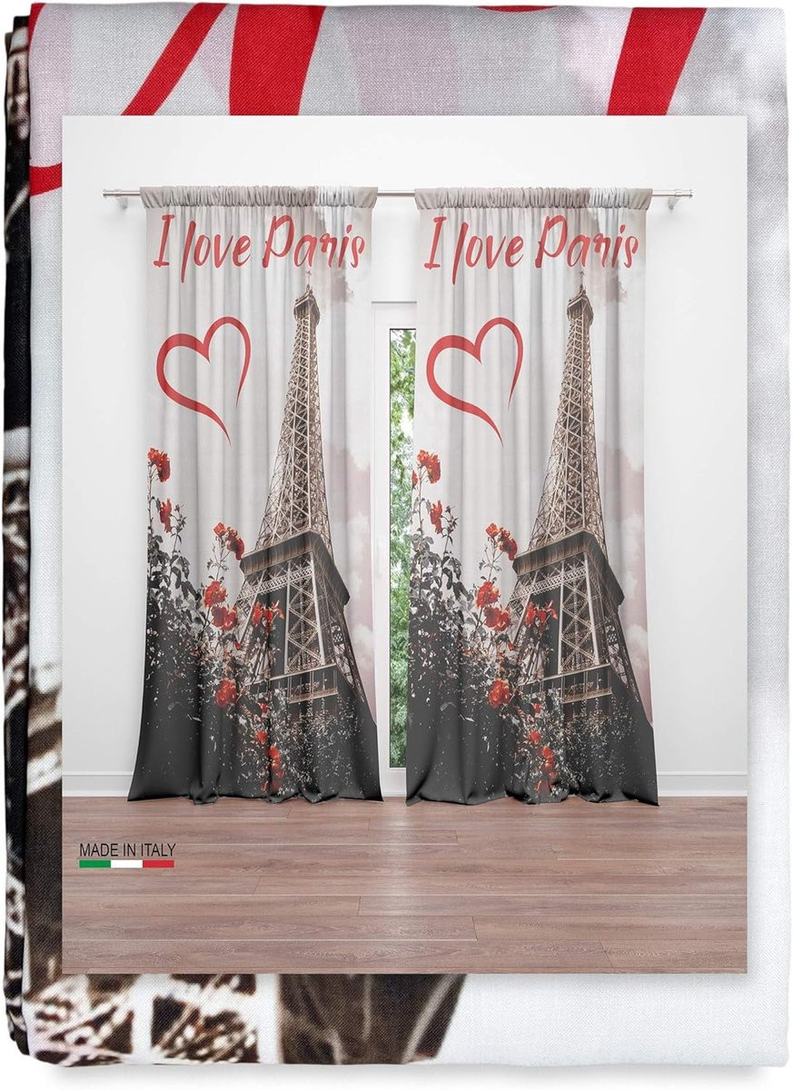 I Love Paris Digitaal Decoratie Paneel Gordijn - Semi-transparant - 160 x 300 cm