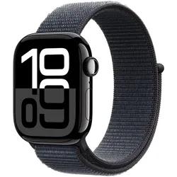 Apple Watch Series 10 Aluminiumgehäuse GPS 42mm Diamantschwarz (Sport Loop tinte)