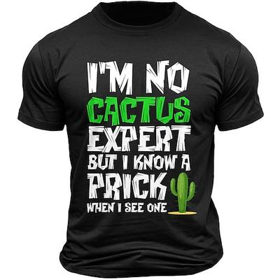 Herren Lustiges Grafik T-Shirt 'Ich bin kein Kaktus-Experte aber ich erkenne einen Schmerzmittel wenn ich einen sehe' - Sarkastisches Wortspiel T-Shirt