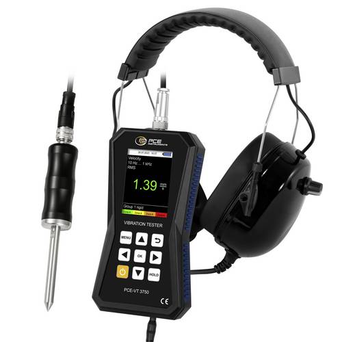 PCE Instruments Vibrationsmessgerät PCE-VT 3750S inkl. Nadelfühler |Kopfhörer |Beschleunigung |Geschwindigkeit |Weg