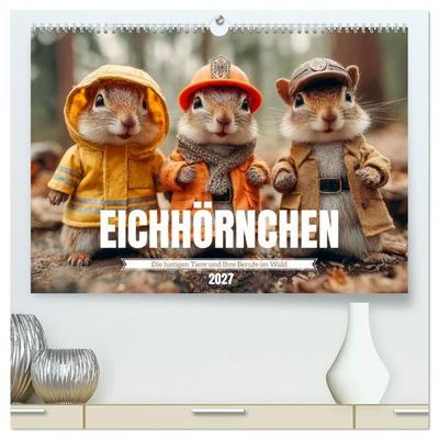 Eichhörnchen - Die lustigen Tiere und ihre Berufe im Wald (hochwertiger Premium Wandkalender 2027 DIN A2 quer), Kunstdruck in Hochglanz
