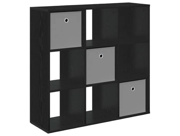 KKgypkn Sideboard Schwarz Eichen-Optik 88,5 x 29 x 84,5 cm Holzwerkstoff, versenkte Griffe, Regale, Wohnzimmer, Montage zu zweit