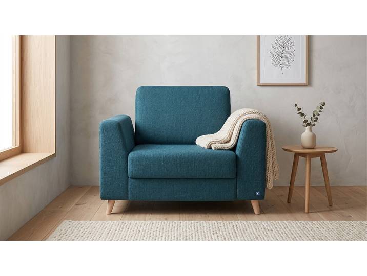 BRUNO Schlafsessel 70cm in Petrol praktische Größe stabiles Massivholz & Boxspringkomfort