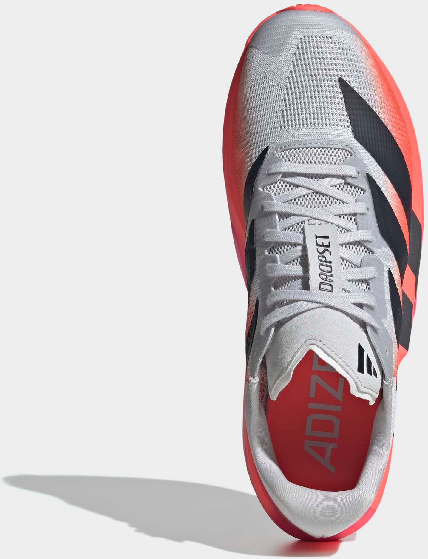 Trainingsschuh ADIDAS PERFORMANCE "ADIZERO DROPSET PRO", Herren, Gr. 47, rosa (dash grau, night grau, solar turbo), Textil, Schuhe Trainingsschuh, für Hybrid-Training und Workouts dash grau, night grau, solar turbo 47