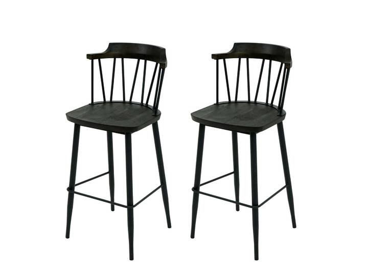 MCW Barhocker G69B Schwarz 2er-Set, Holz, 43x103x44 cm, Esszimmer, Barmöbel, Barhocker