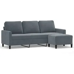 vidaXL 3-Sitzer-Sofa mit Hocker Dunkelgrau 180 cm Samt