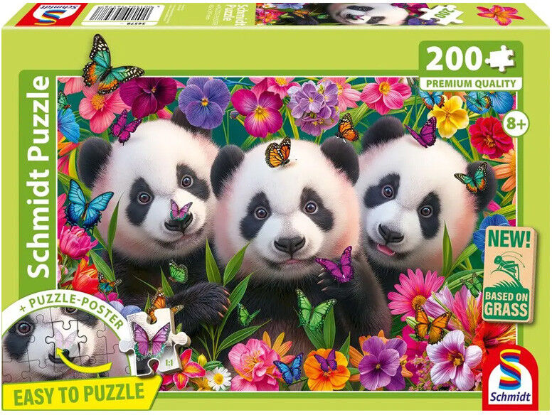 Puzzle 200 pcs Trio de pandas - Schmidt