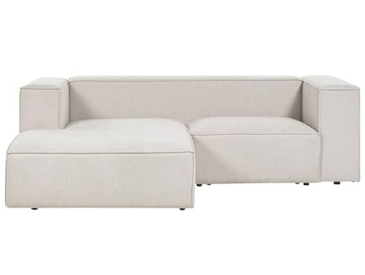 Beliani 2-Sitzer Ecksofa L-förmig beige mit Chaiselongue rechts breite Armlehnen Vernon