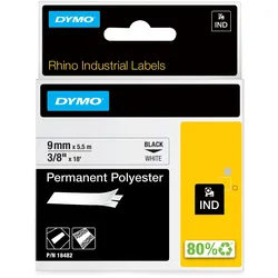 DYMO® Original IND-Schriftband für Rhino, Permanent Polyester - schwarz auf weiss