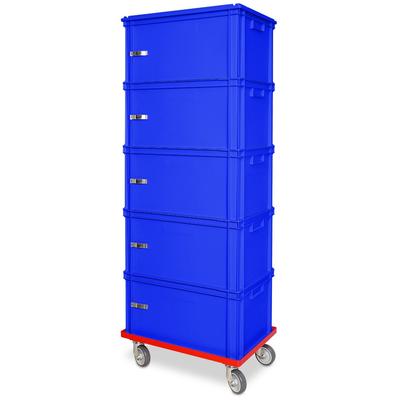 BRB Archiv-Ordnerturm mit Roller, 5 Behälter in blau
