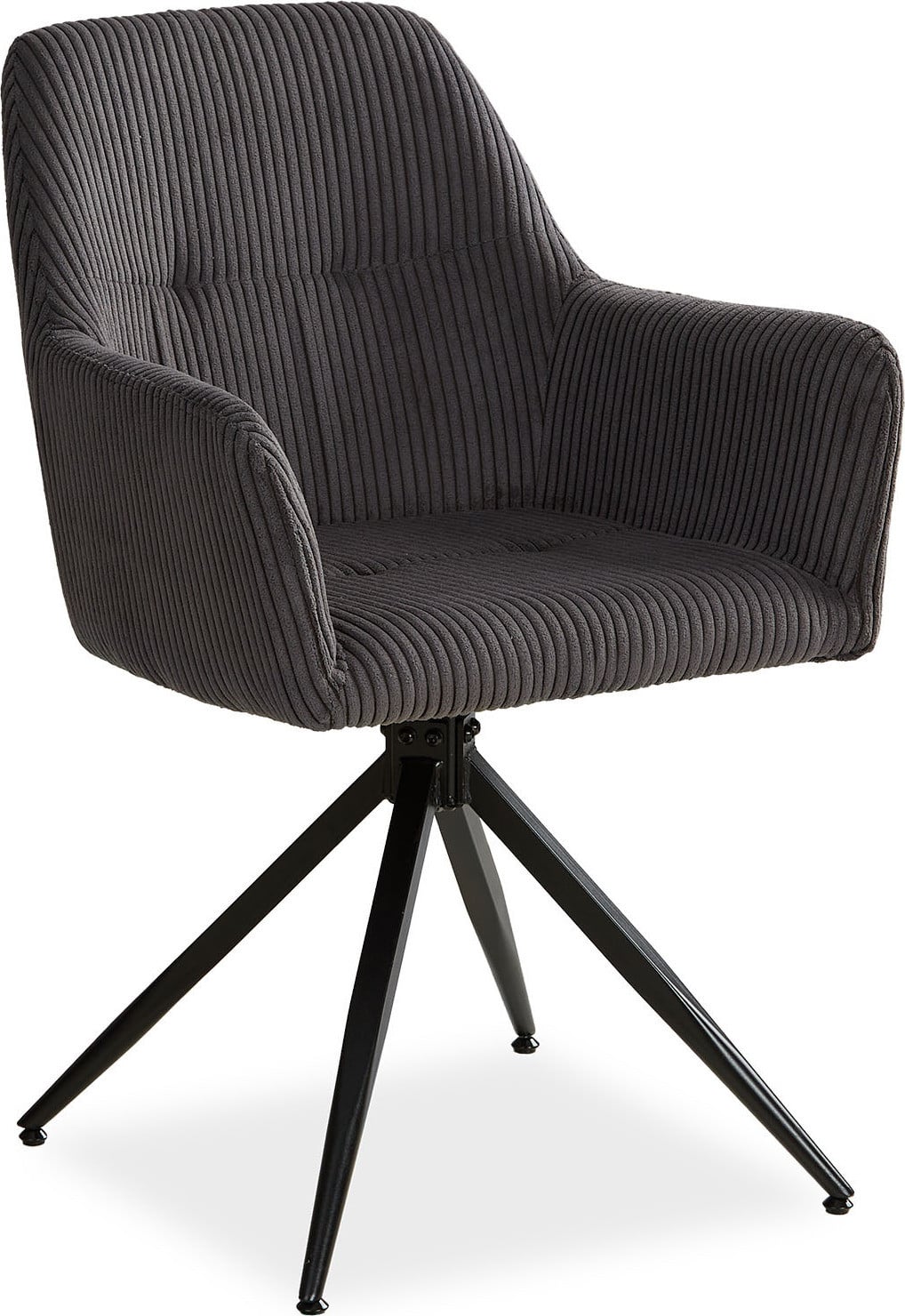 Homestyle4u Eetkamerstoel met armleuningen, draaibaar, grijs corduroy