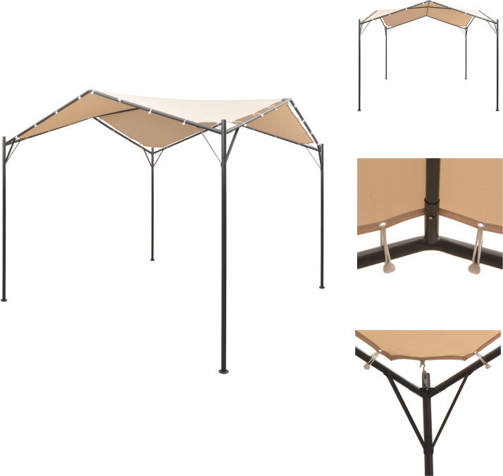 vidaXL Pavillon Partyzelt Überdachung 4x4 m Stahl Beige - Pavillons & Partyzelte