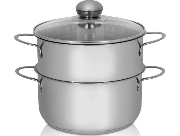 Dampfgartopf KRÜGER, silber (edelstahlfarben), H:18cm Ø:20cm, Töpfe, Dampfgartopf, für Induktions-Kochfelder geeignet