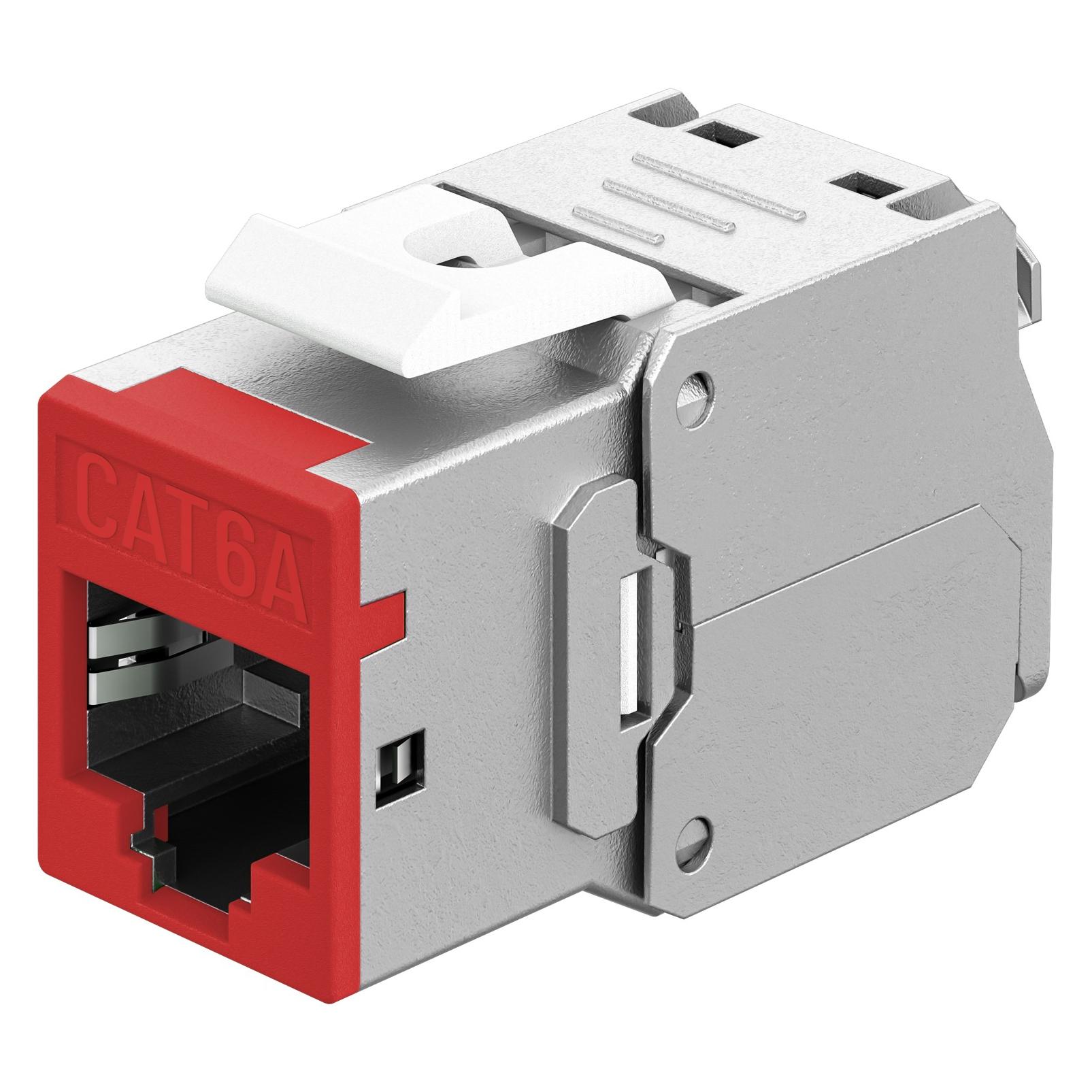 Goobay Keystone-Modul RJ45 CAT 6A, STP, Slim, rot (77948)