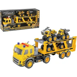 JTI Junior Wheels Friction Trailer mit 4 Fahrzeugen 1:12