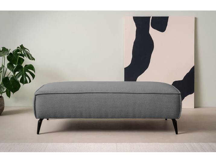 Polsterhocker GOODPRODUCT TVINNU Cord , grau (dunkelgrau), B:140cm H:44cm T:65cm, Hocker, Polsterhocker, zur Serie TVINNU, gemütlicher Sitzkomfort, rechteckig, schwarze Füsse