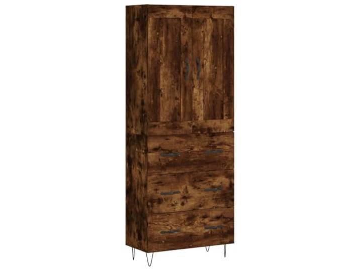 Kaorsrow Highboard Räuchereiche 69.5x34x180 cm Schrank mit Türen Eleganter Stauraumschrank für Wohnzimmer und Flur mit stabilen Metallfüßen und praktischen Türen für mehr Ordnung.