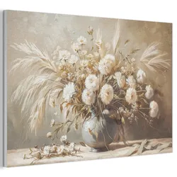 AKUSTIKBILD Blumen - Vase - Stilleben - Beige Akustikpaneele 90x60 cm
