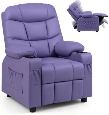 Costway Kids Recliner Chair with Cup Holder and Footrest for Children-Purple