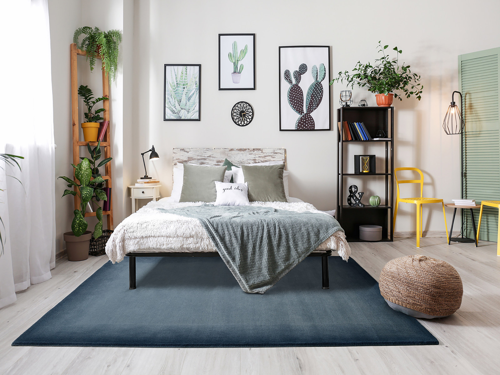 home24 Gradienta Wollen vloerkleed blauw 90 x 160 cm